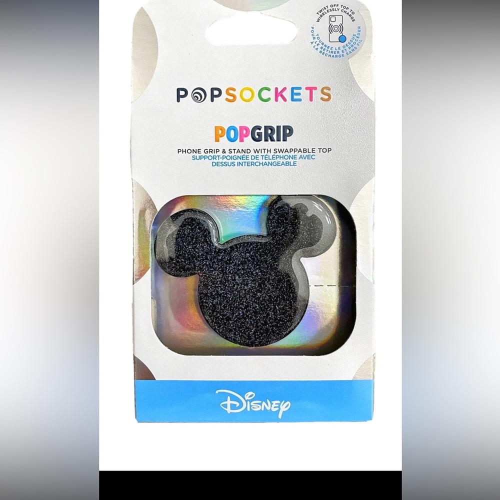 PopSockets Disney Mouse Ears Glitter Black Disneyland PopSocket new in box